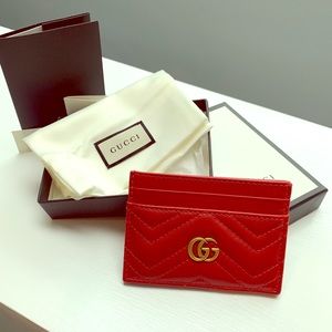GG Gucci Red Marmont card case